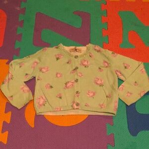 Baby Blumarine Pastel Mint Green Cardigan with Pink Roses And Ringtones
